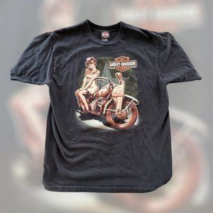 2002 Vintage Charlotte Harley-Davidson Pin-up T-Shirt Size XL
